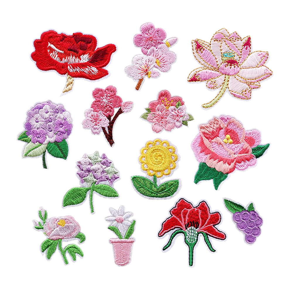 Typecat 13 Pcs Iron On Patches Flower Appliques Stickers, Basket Embroidery De
