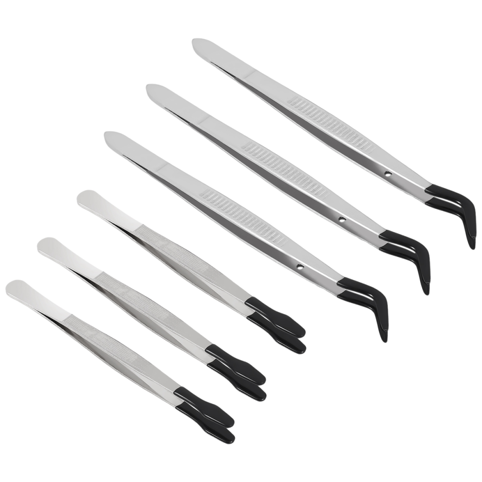 Typecat 6 Pcs Of Rubber Tip Tweezers Pvc Silicone Precision Laboratory Industr