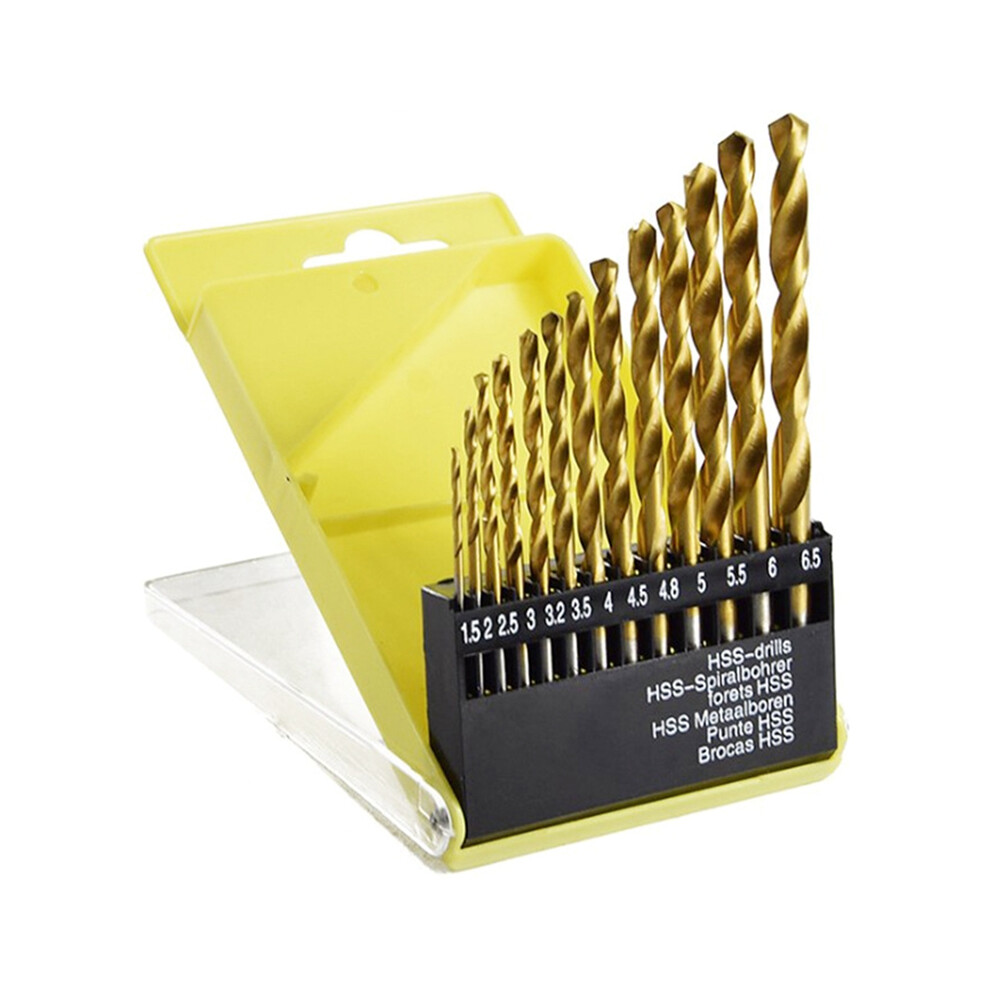 13Pc 1.5-6.5Mm Round Shank Twist Drill Bit Set Titanium Coated Hss Woo 4853961205948