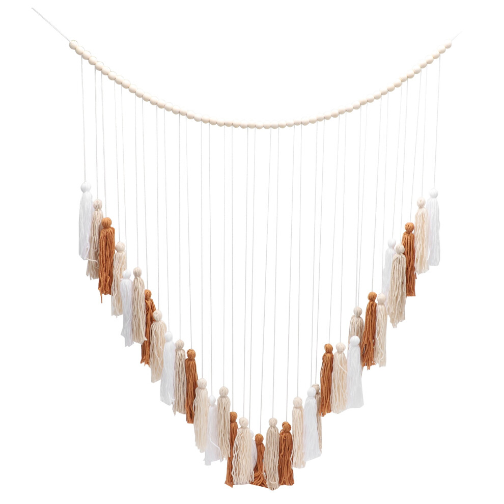 Arazzo Da Parete In MacramÃ¨ - Grande Arazzo Con Perline Di Legno - Decorazione BohÃ©Mien Per