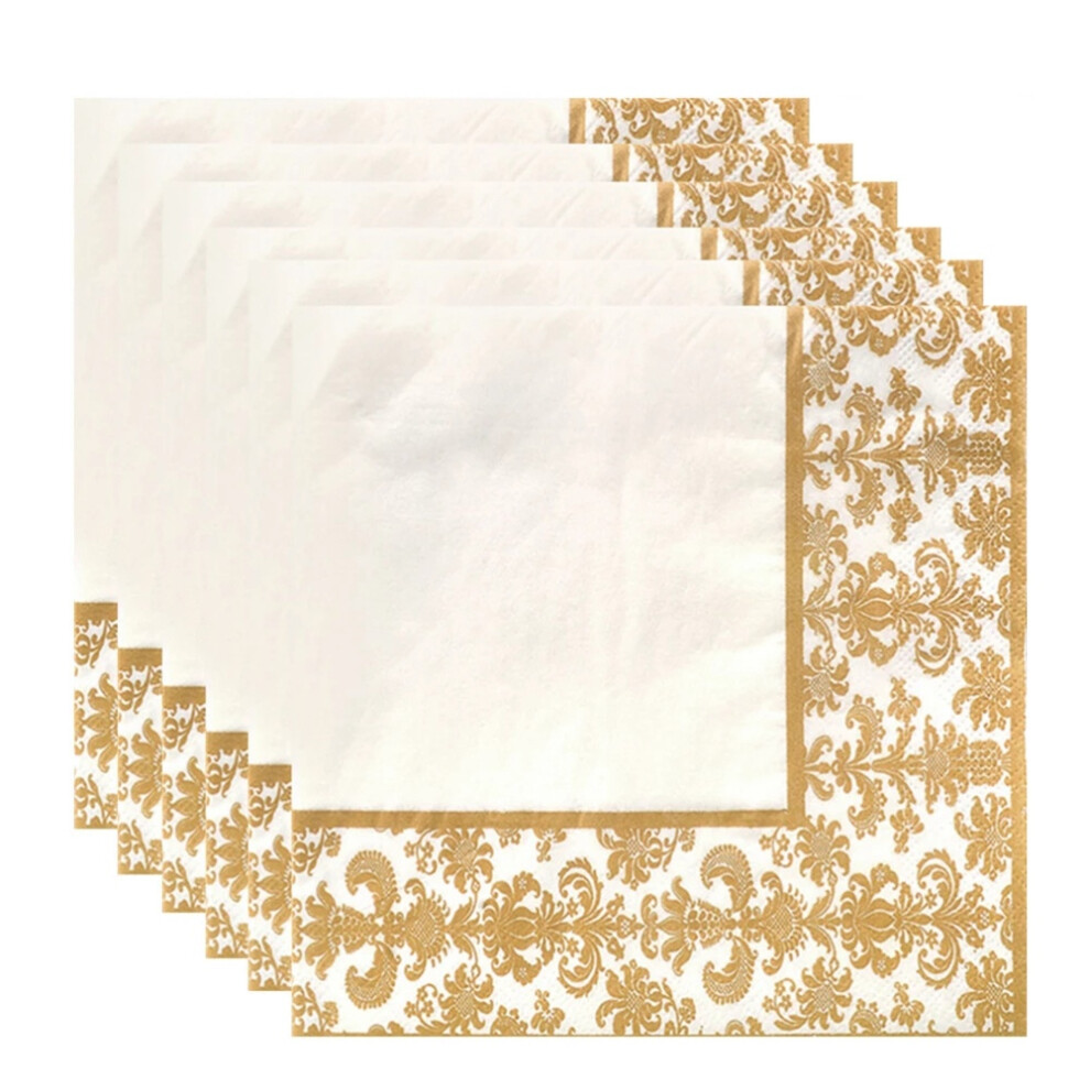 Typecat 100Pcs Printing Disposable Napkin Tissue Paper Printed Napkins Fo Gold