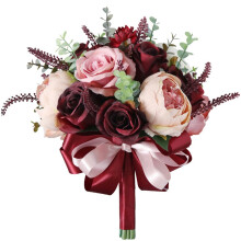 Burgunder Dusty Bouquet - Champagner Blush Blühende Pfingstrose mit Eukalyptu