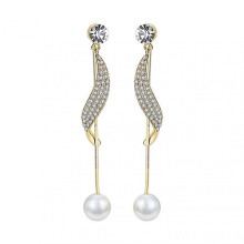 1 Pair Dangle Earrings Shiny Rhinestone Curled Shape Tassel Anti-corruption Women Earrings Female Jewelry
