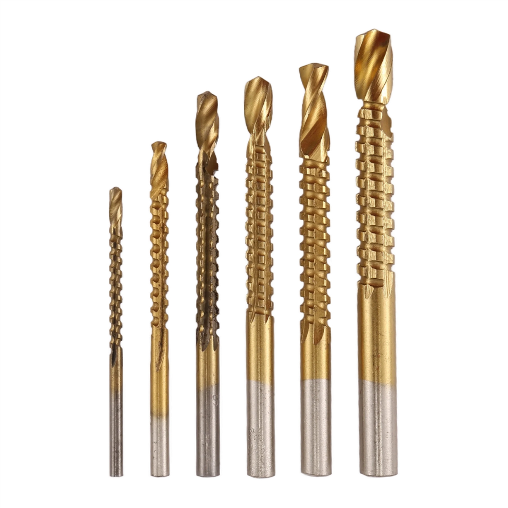6Pcs Titanium Drill Saw Bit Set, Hss Serrated Hole Drilling, 3-8Mm Car 4853961220873
