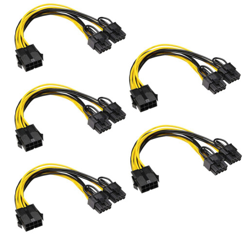 5er-Pack CPU 8Pin auf 2X 8 Pin (6+2) Stromdatenkabel für Miner Double PC 1