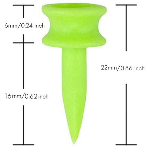 Tees de golfe de 0,86 polegadas, 100 unidades, castelo de plástico, pequenos tees (verdes) 2