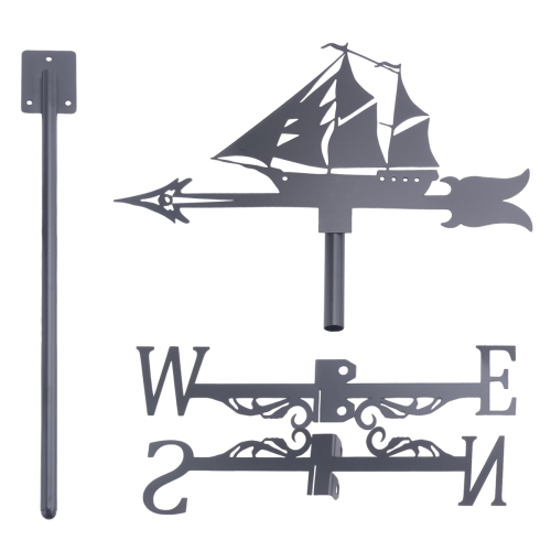 Zeilboot Windwijzer - Retro Windwijzer Silhouet, Decoratieve Windwijzer 1