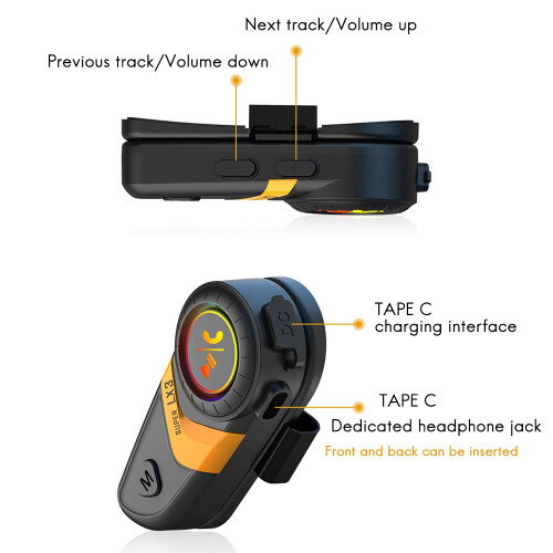 Ακουστικά Bluetooth για κράνος LX3 1200MAH Μοτοσικλέτα BT5.0 Ασύρματα Hands-F 2