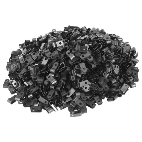 1000 stk. 1/4 tomme sorte nylon R-type kabelklemmer til montering indendørs O