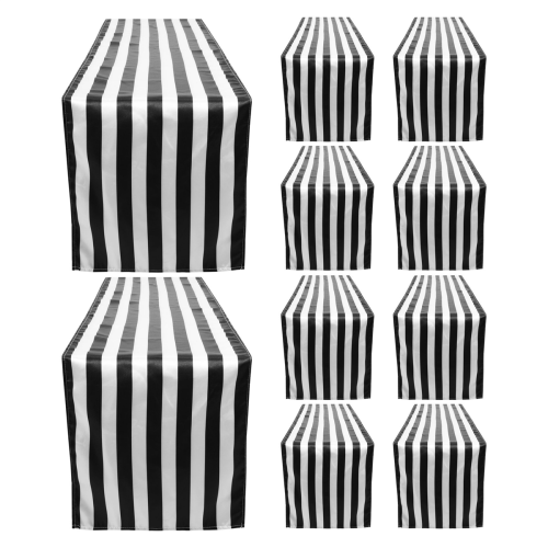 10-pack bordslöpare polyesterdekor klassisk svartvit randig M 1