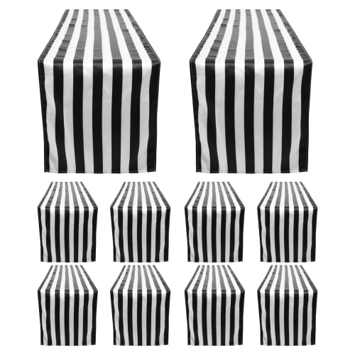 10-pack bordslöpare polyesterdekor klassisk svartvit randig M 2