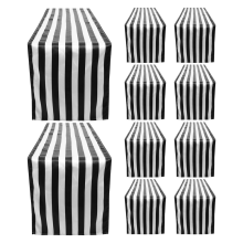 10-pack bordslöpare polyesterdekor klassisk svartvit randig M