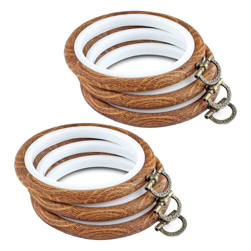 peças de bastidor de bordado 3,93 polegadas moldura redonda com anel de metal imitado W