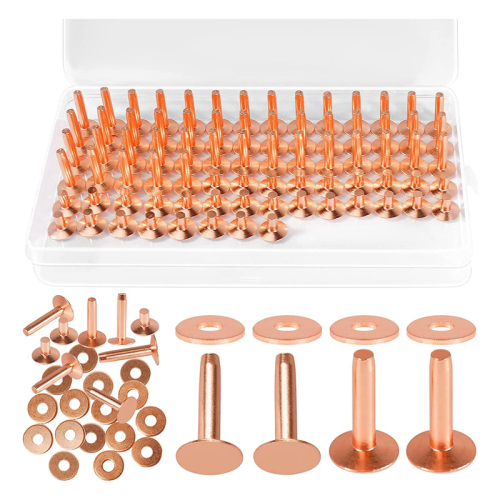 154Pcs Copper Rivets for Leather,Smooth Leather Rivets, Pure and Burrs