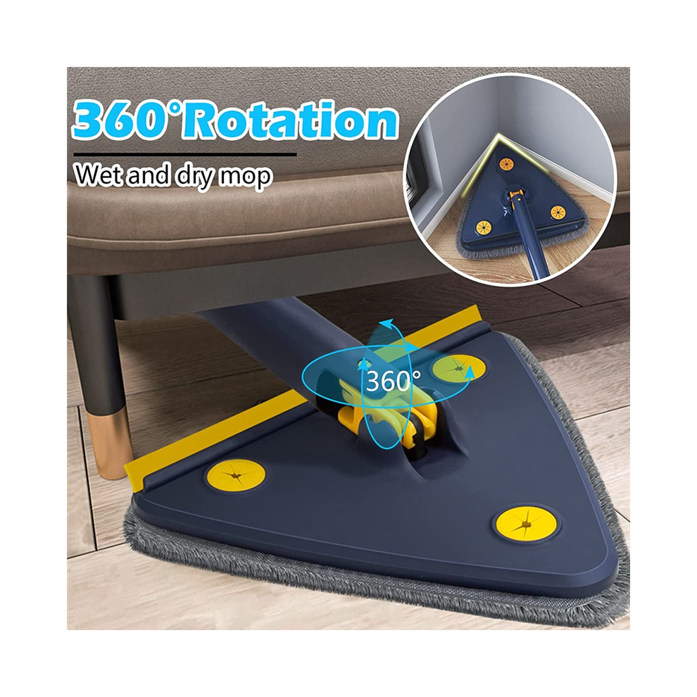 360 Drehbarer, Verstellbarer Reinigungsmopp – Verbesserter Dreieckmopp Mit Automatischer-image