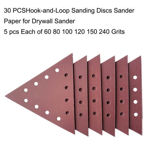 30 peças de lixa triangular de 11-1/4 pol. com velcro para lixar drywall 2