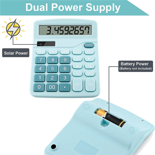 12 Digits Electronic Calculator Solar Dual Power Office Financial Basi 2