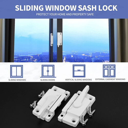 Window Sash Locks, 8 Pack White Locks & Latches Replacement for Anti-T 2