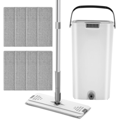 Lazy Flat Floor Mops and Bucket Set Cleaning System with Washable Micr 2