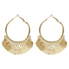 1 Pair Hoop Earrings Solid Color Alloy Round Tassel Sequins Club Earrings Party Jewelry