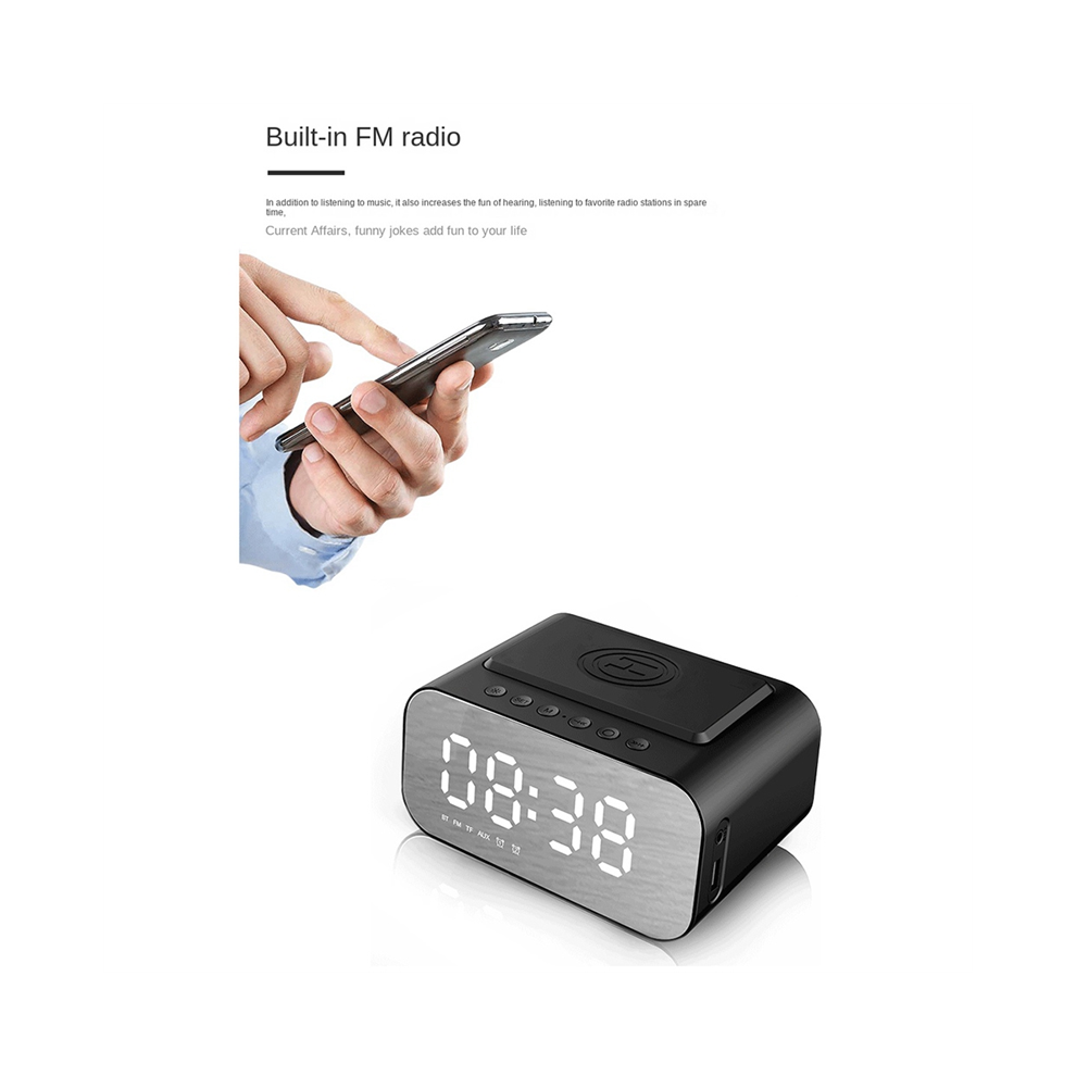 Bluetooth 5.0 Wireless Charger Computer Speaker Led Alarm Clock Audio 4852461787367