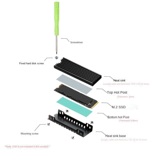Ψύκτρα M.2 2280 NVMe SSD Ψύκτρα με διασπορά αλουμινίου και θερμική προστασία 2