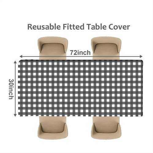 3 Pcs Fitted Tablecloth for Table,Stretch Waterproof Elastic Vinyl Pic 2