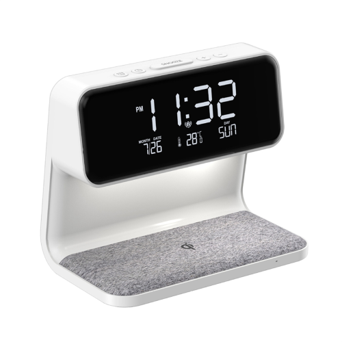 Alarm Clock with Wireless Charging and Lights Dimmable Digtial Station 2