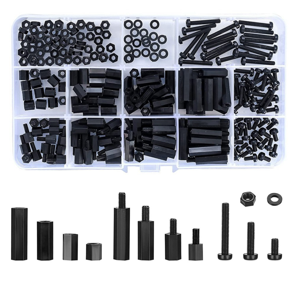 260 Pcs M3 Male Female Nylon Hex Spacer Standoffs Screws Nuts, Threade 4852461701974