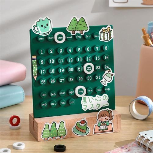 Trä skrivbordskalender Retro Hem Unika presenter, Månad Datum Display, Dekor 2