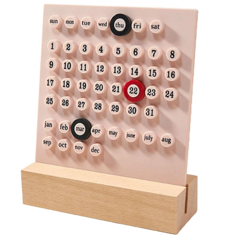 Trä skrivbordskalender Retro Hem Unika presenter, Månad Datum Display, Dekor