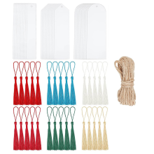 30PCS Blank Acryl Lesezeichen Klar Lesezeichen mit Bunte Anhänger fo