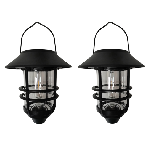 2Pcs Solar Lantern Outdoor Decorative Wall with Hooks Waterproof Metal 1