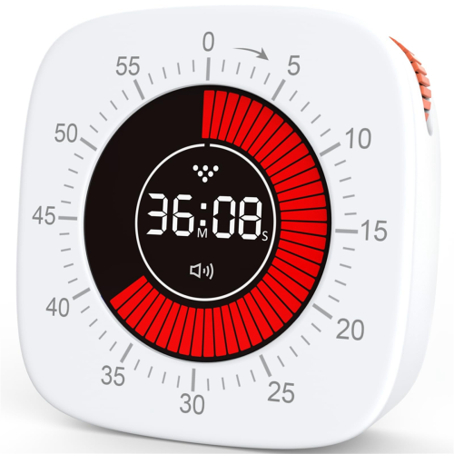 Visuel timer til børn, digital med 60-minutters nedtælling, lydløs skrivebordstimer