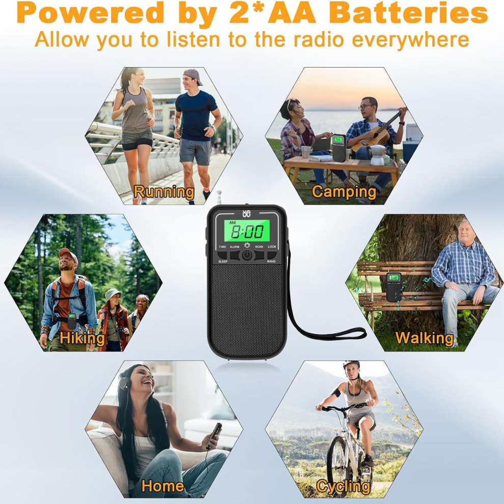 Rádio AM FM SW portátil, rádio transistorizado com lanterna LED ...