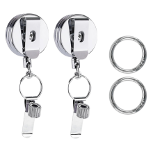 2 portabolígrafos retráctiles, llavero con clip para carrete de insignia con cinturón y llavero