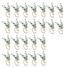 Weihnachtliche Serviettenringe mit Blumenmuster, 24er-Set, rustikale Eukalyptus-Ringhalter