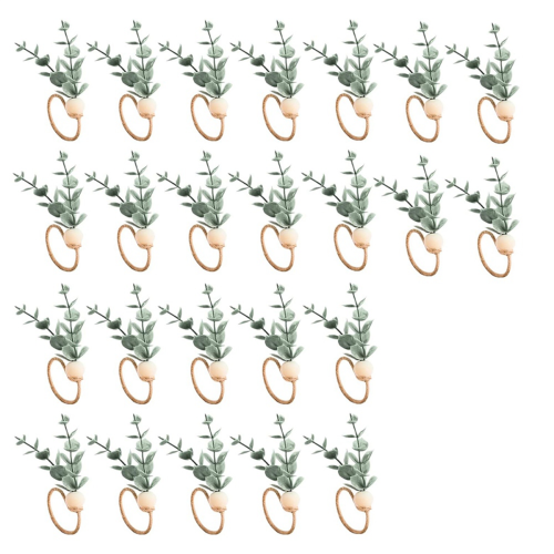 Weihnachtliche Serviettenringe mit Blumenmuster, 24er-Set, rustikale Eukalyptus-Ringhalter 1