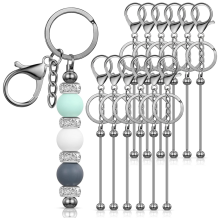 12 Stück Perlen-Schlüsselanhänger-Stangen für Perlen, blanke Metallperlen, DIY-Projekt
