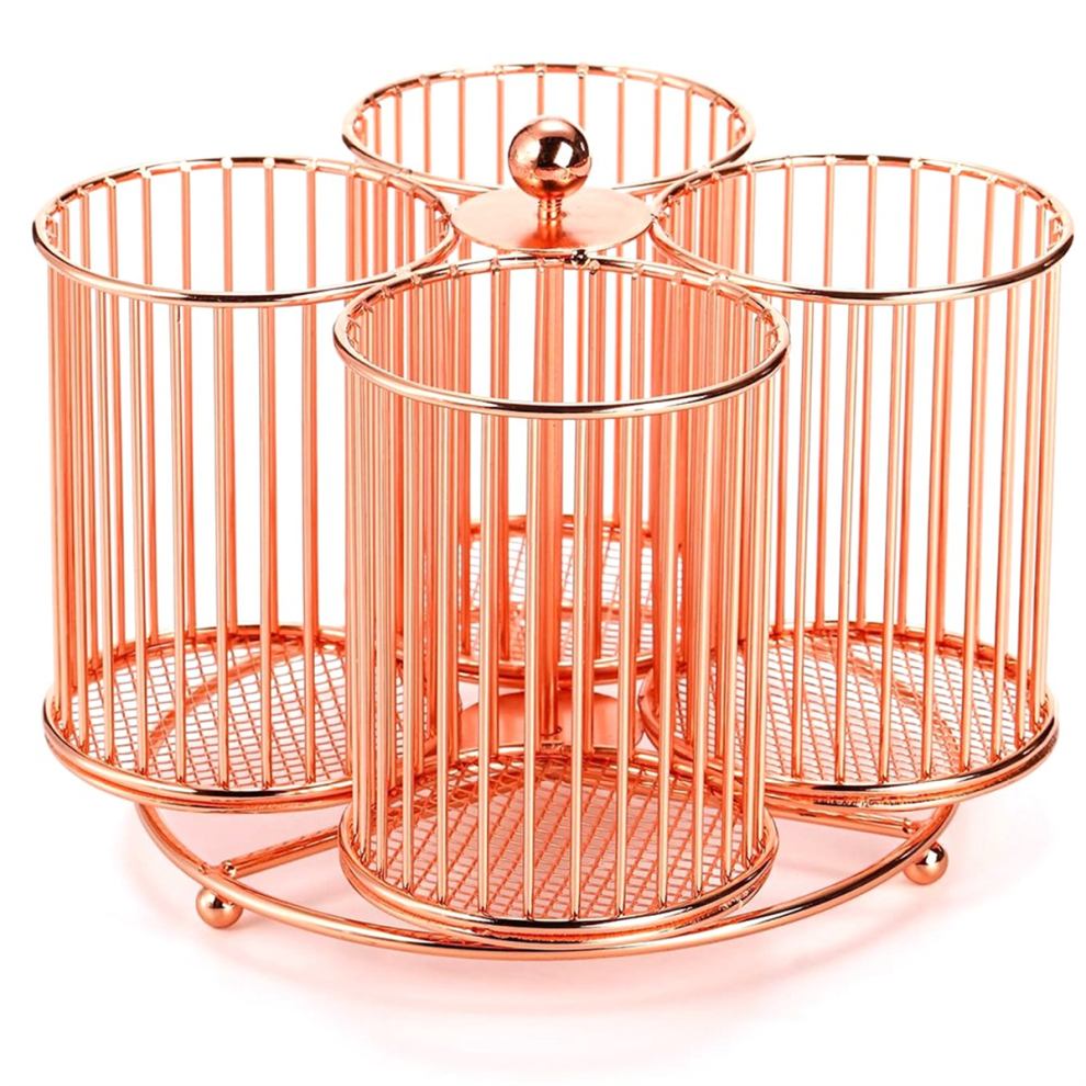 Rotating Utensil Holder 4 Compartment Metal Pen Kitchen Countertop Fla-image-OPC-PJPY82J-NEW