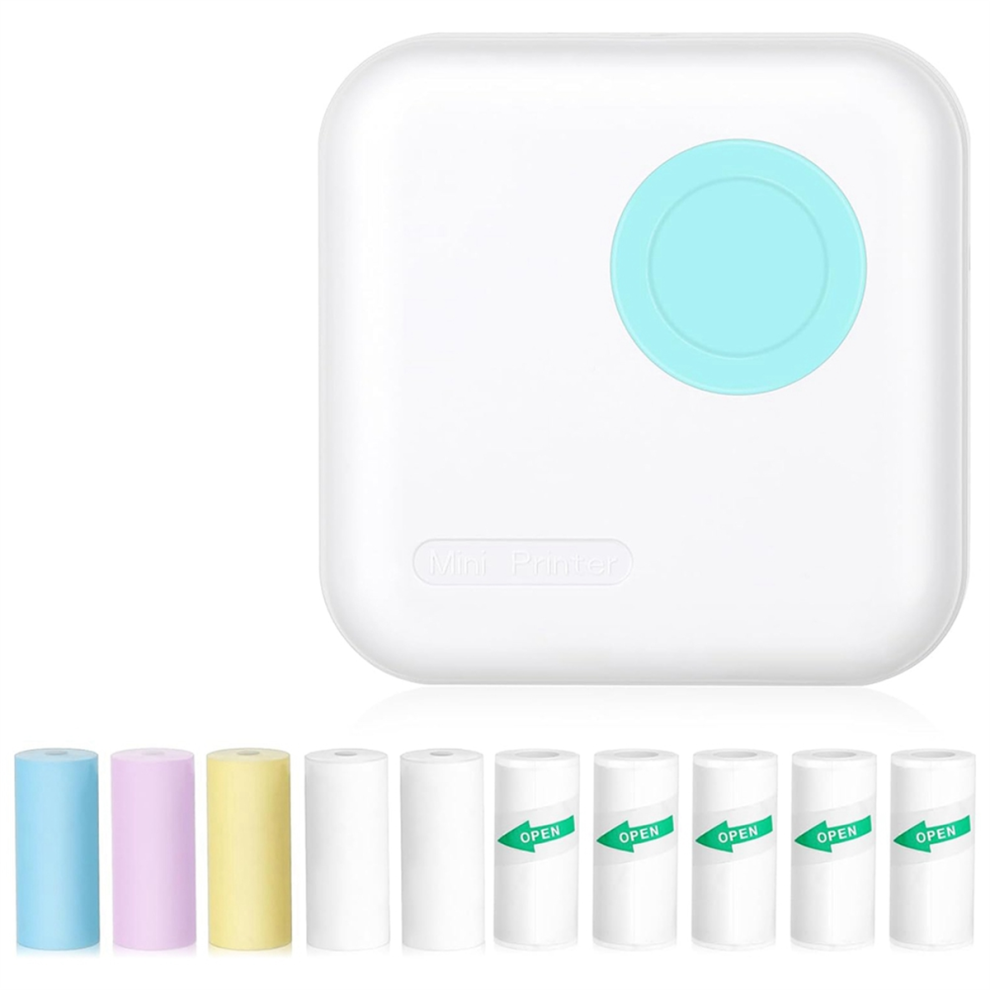 Mini Sticker Printer Bluetooth Thermal with 10 Rolls Papers and Sticke