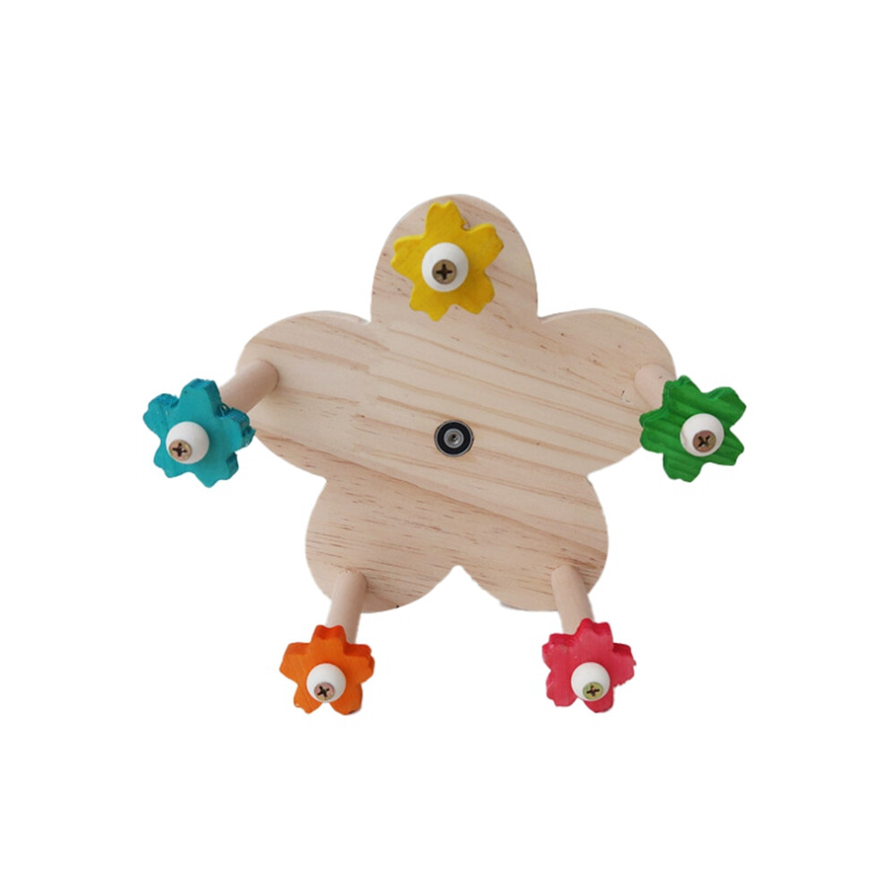 Bird Toy Rotating Perch Toy, Wooden Parrots Wheel with Perches, Hangin