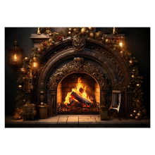 210Cmx150Cm Weihnachten Hintergrund Tuch Kamin Flamme Dekoration Phot