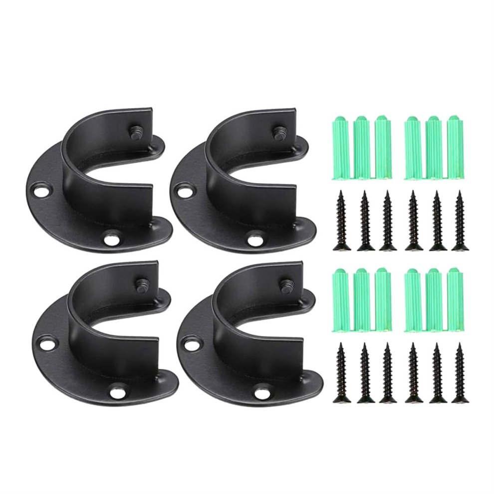 4Pcs Closet Rod Brackets Support Flange Holders With Screws U Shaped W 4852461721712