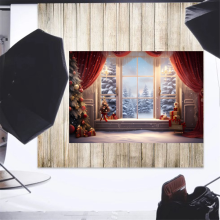 210x150cm Weihnachten Hintergrund Tuch Fenster Kinder Foto Studio Phot
