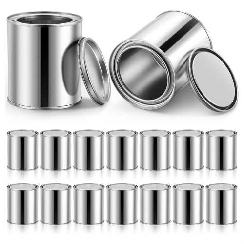 16 Pack Unlined Can 0.84 Pint Empty Metal Paint Cans with Lids Small M