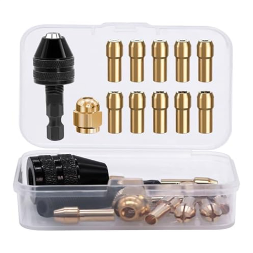 12-teiliges Bohrfutter-Adapter-Set, 4486 Bohrfutter, 4485 Spannzangen, Messing-Ch