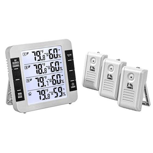 Thermomètre Hygromètre Sans Fil Avec 3 Capteurs - Portée 100m - Écran LCD - Pour Maison, Jardin, Serre