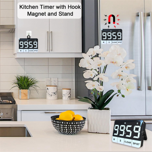 Kitchen Timer, 120DB Loud Digital Timer Countdown with LED Display, Co 2