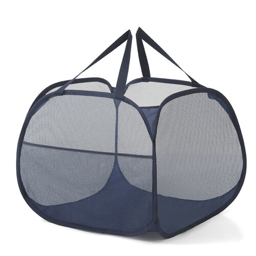 Mesh -Up Laundry Hamper with Strong Handles, Opening Clothes Side Poc 1